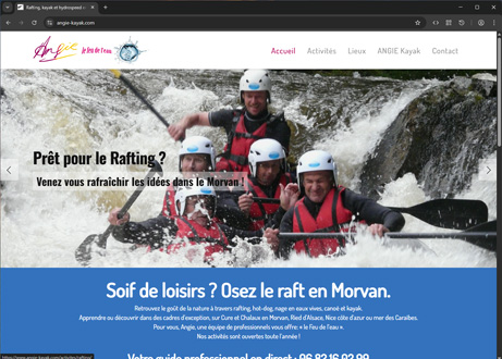 Page d'accueil du site : Angie Kayak