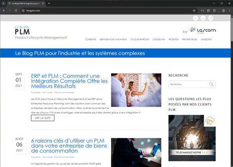 Page d'accueil du site : Blog PLM