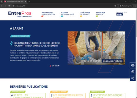 Page d'accueil du site : ENTREPROS – KP1
