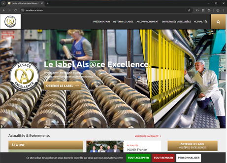 Page d'accueil du site : Alsace Excellence