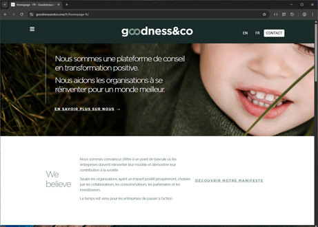 Page d'accueil du site : Goodness&Co
