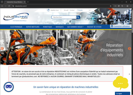 Page d'accueil du site : Industechnic