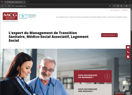 Page d'accueil du site : MCG Managers