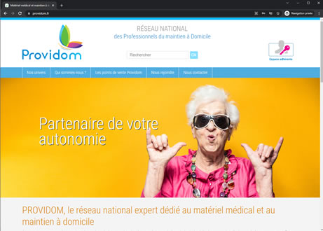 Page d'accueil du site : Providom