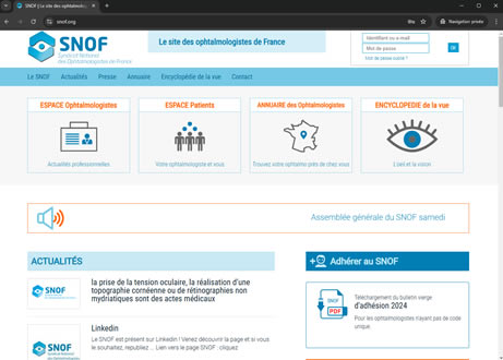 Page d'accueil du site : Snof