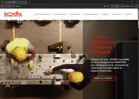 Page d'accueil du site : Sodiv