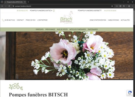 Page d'accueil du site : Pompes Funèbres Bitsch