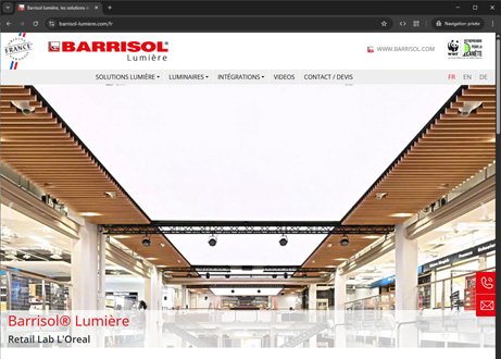 Page d'accueil du site : Barrisol Lumière
