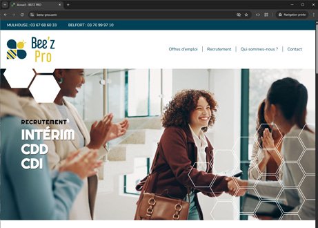 Page d'accueil du site : Bee’Z Pro