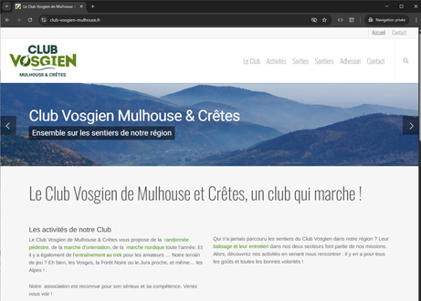 Page d'accueil du site : Club Vosgien Mulhouse & Crêtes